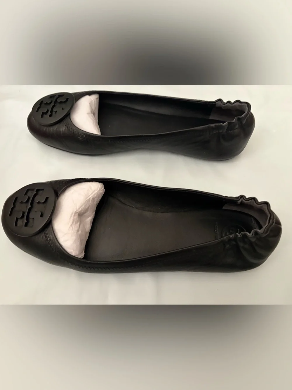Tory Burch Minnie Travel Ballet Flat in Black Leather Authentic